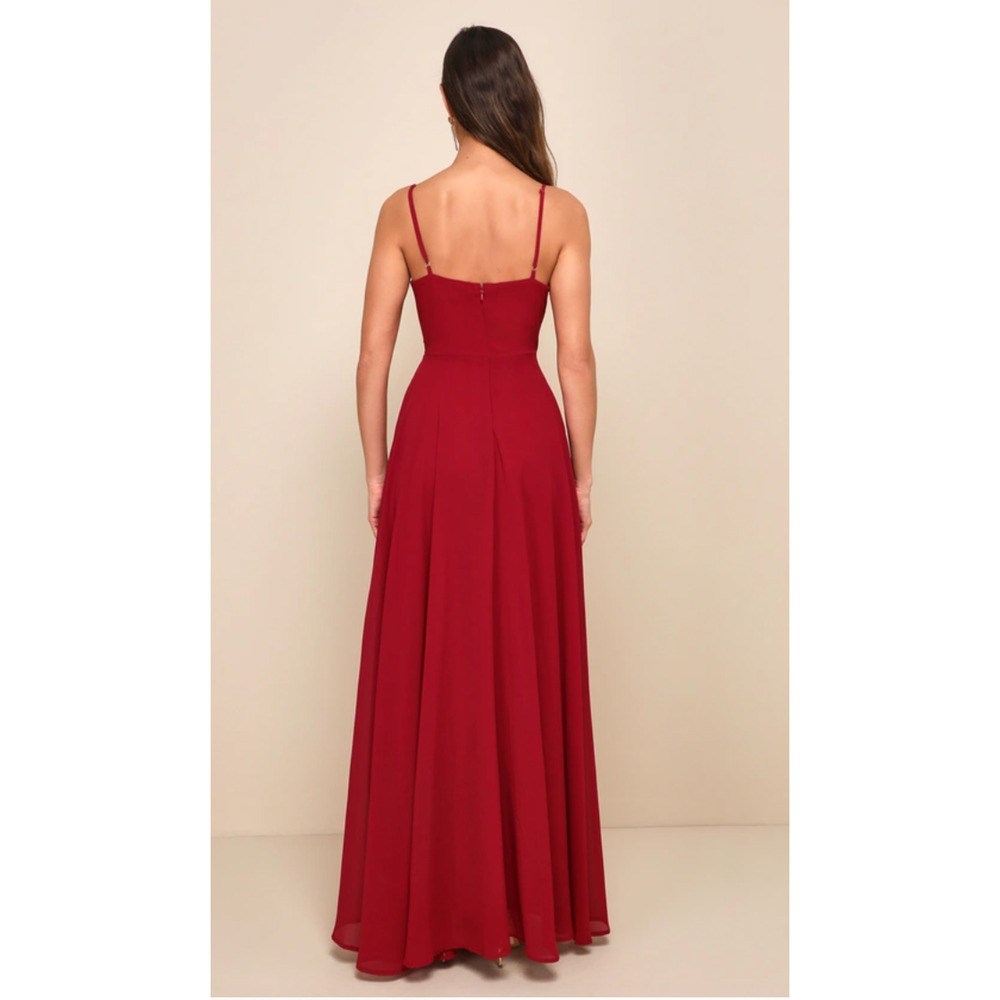 Lulus Cause for Commotion Red Pleated Bustier Maxi Dress Size M - Picture 13 of 14